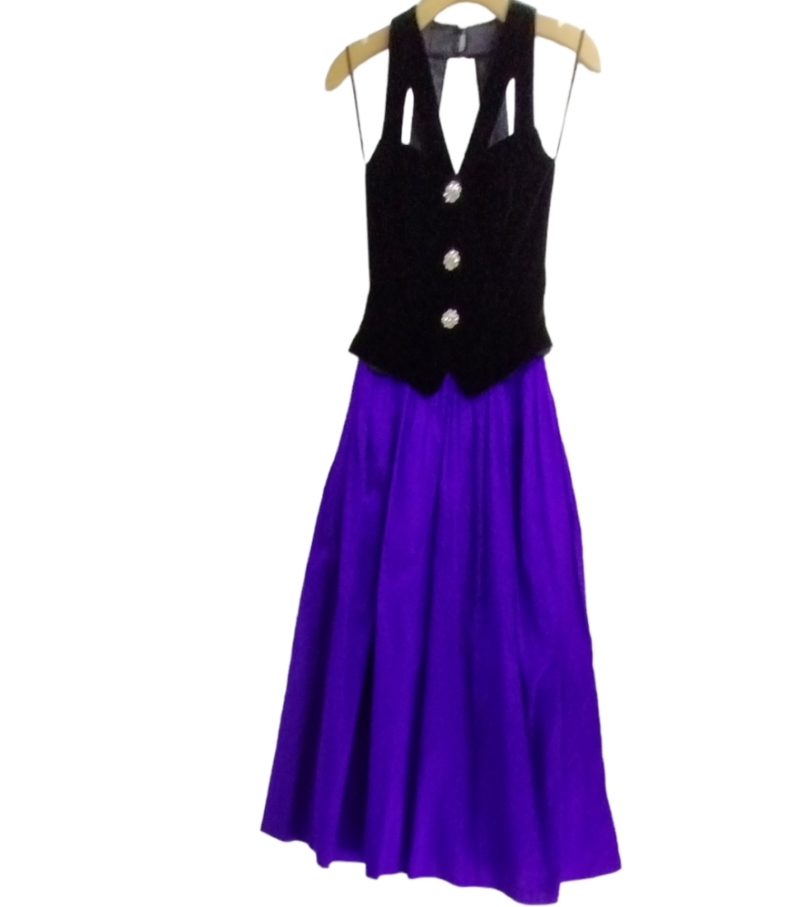 Jessica McClintock Vintage Purple Silk and Velvet Gown